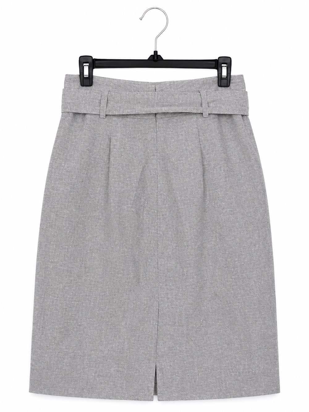 Ann Taylor Petite Linen Cotton Pencil Skirt Blue Size 2P Tie Waist - Picture 2 of 3